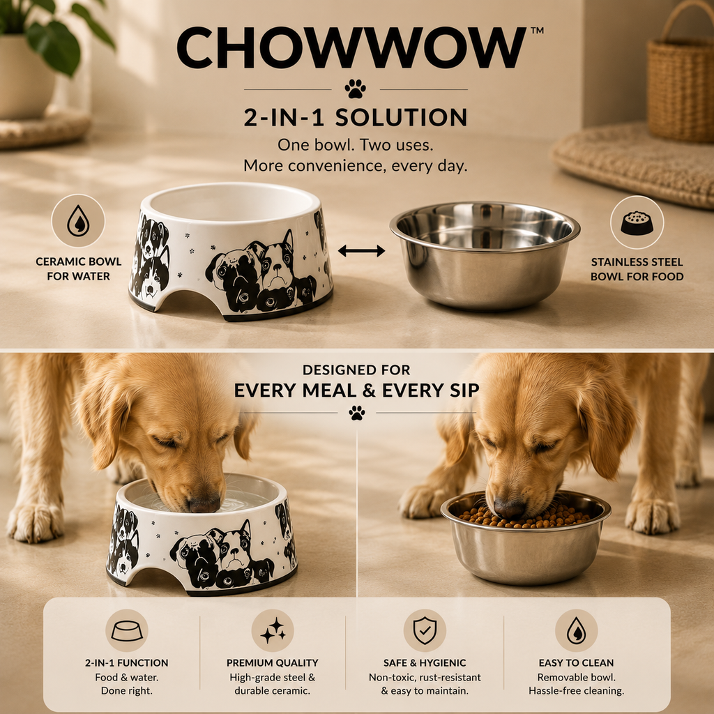 ChowWow™ Stainless Steel & Melamine Dog Bowl
