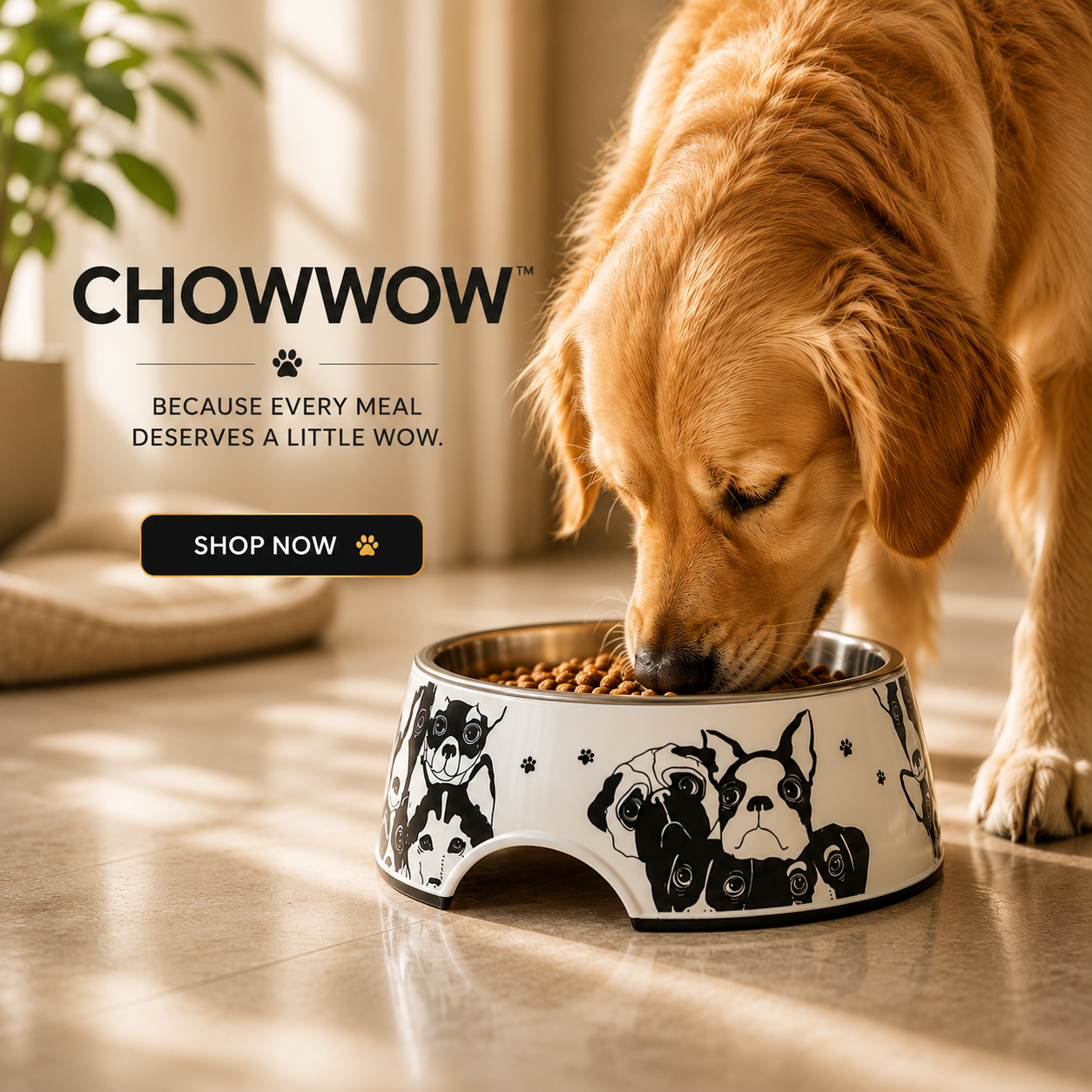 ChowWow™ Stainless Steel & Melamine Dog Bowl