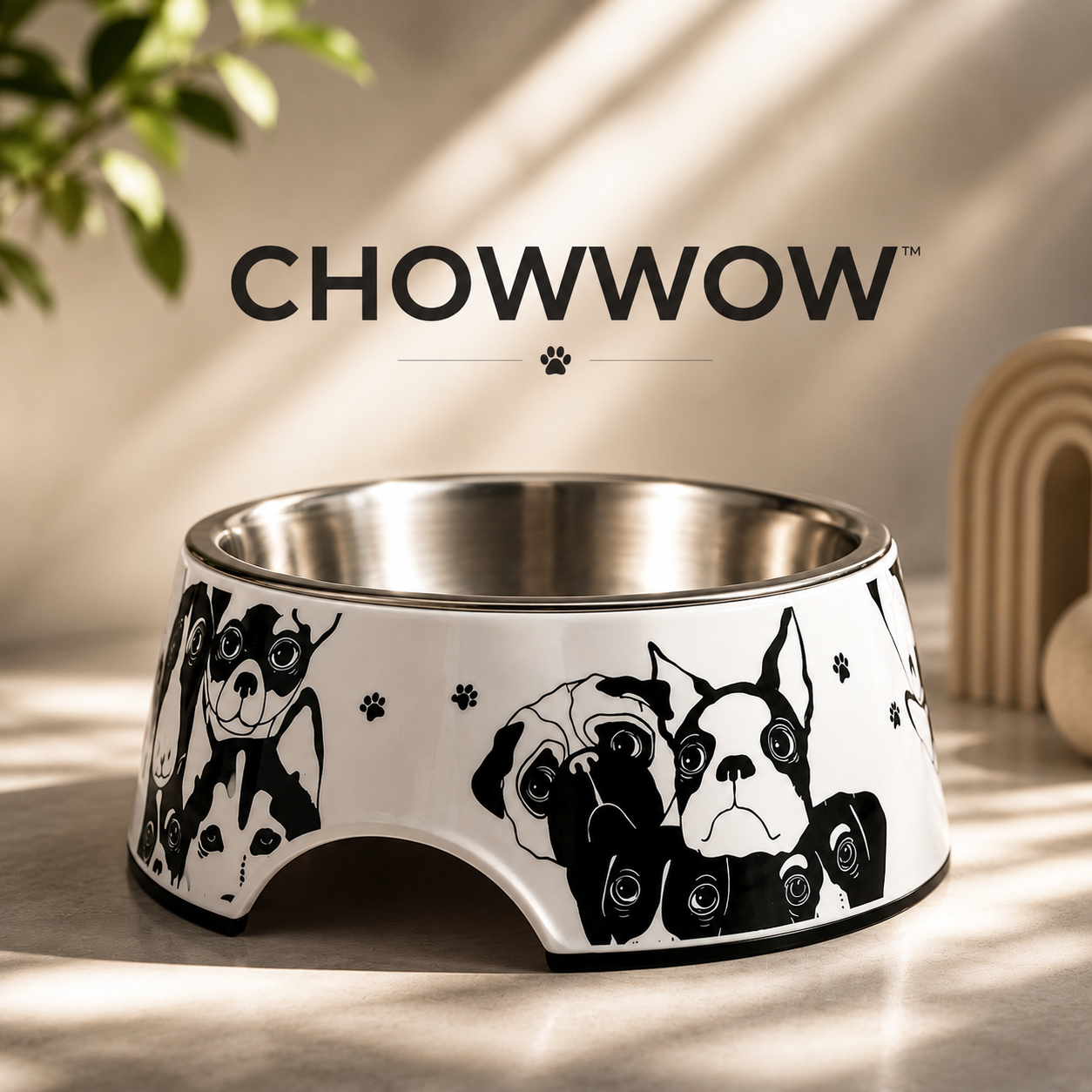 ChowWow™ Stainless Steel & Melamine Dog Bowl