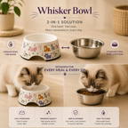Whisker Bowl Stainless Steel & Melamine Cat Bowl